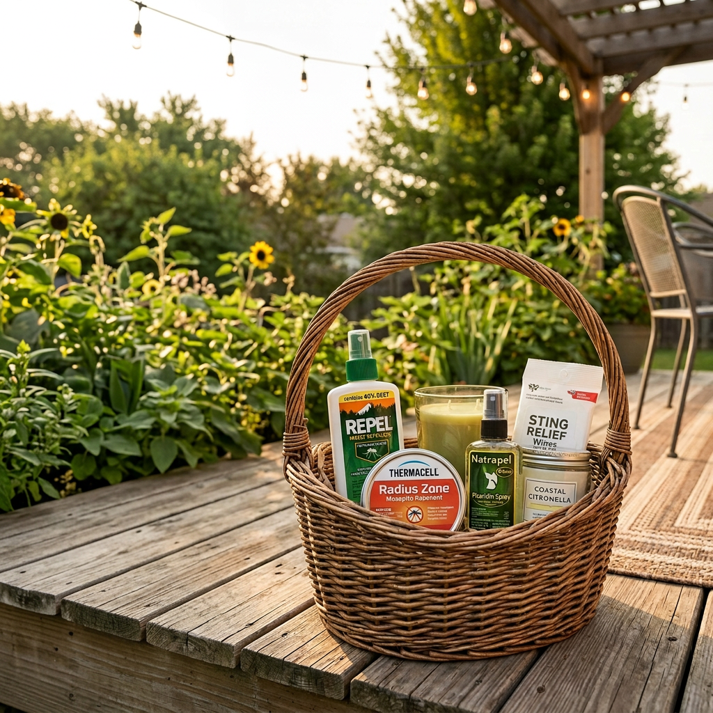 Mosquito Patio Essentials; create your bug-free zone; effective spray, zone repellent, ambient candle