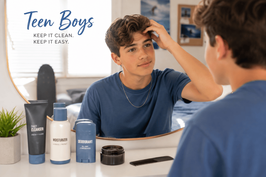 teen boy morning grooming routine
